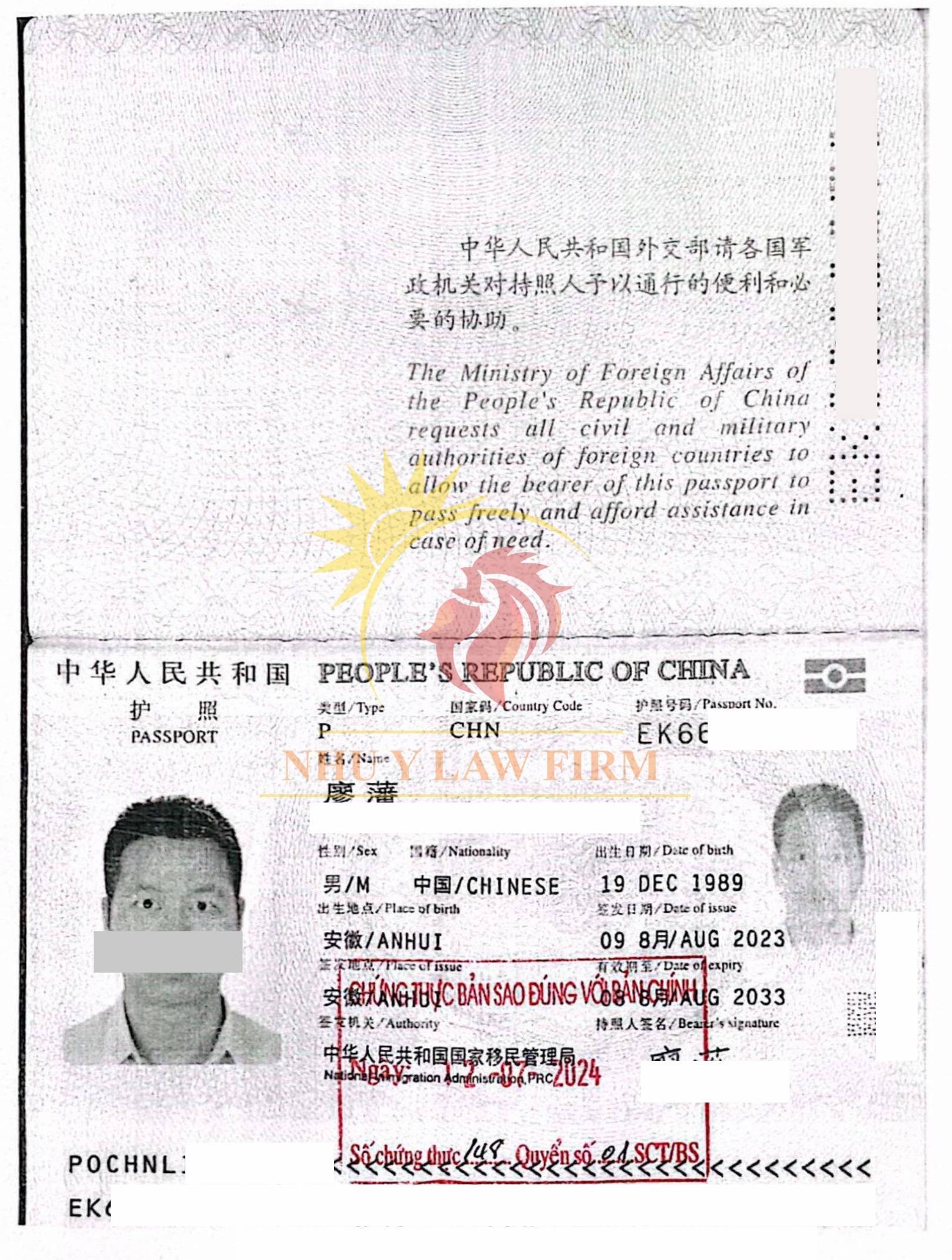 Hướng dẫn thủ tục thành lập công ty Trung Quốc hộ chiếu E tại Việt Nam